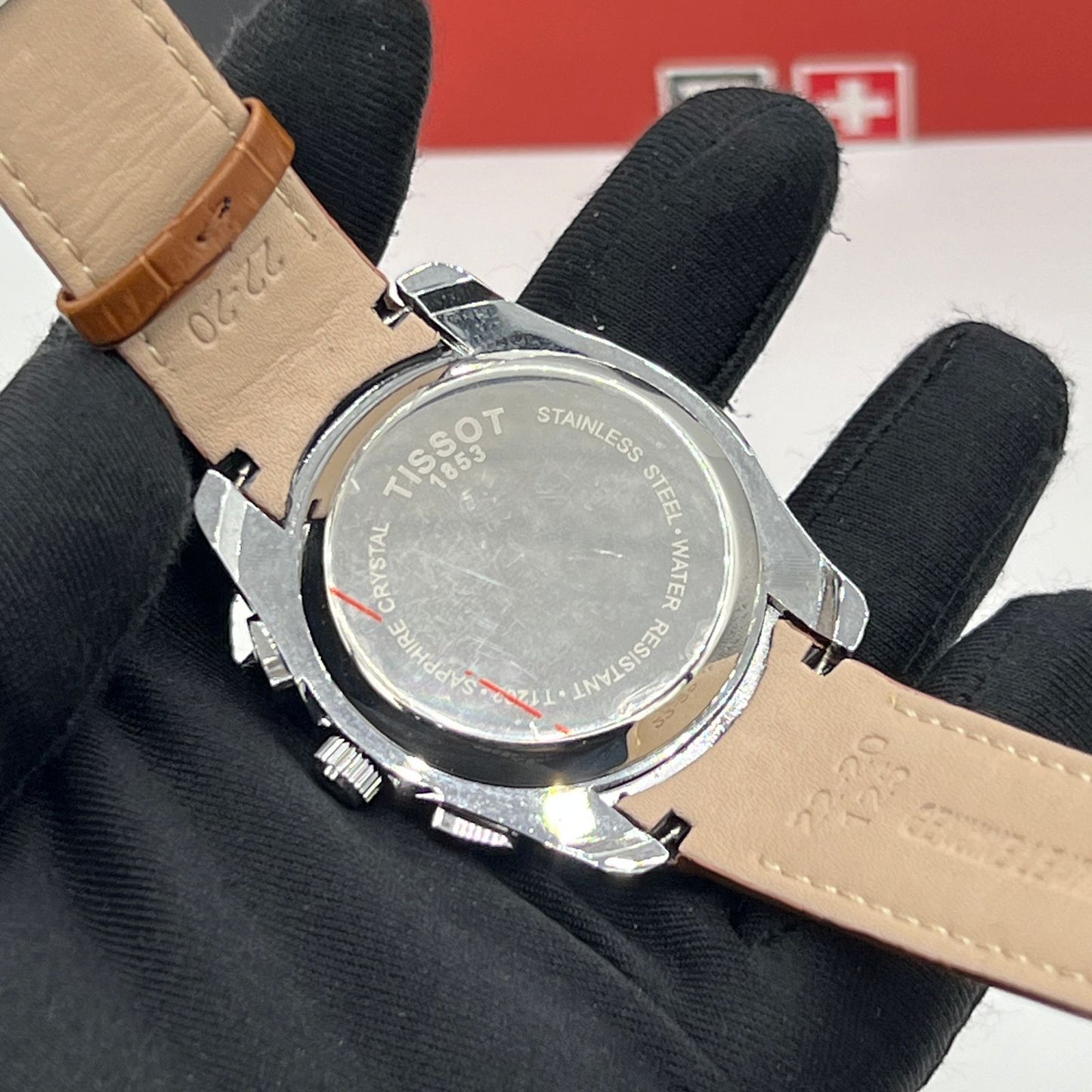 Tissot Chronograph Tachymeter A-Class Watch - White Dial with Brown Leather Strap