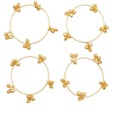 Brass Gold Kashmiri Ghunghroo Bangles Set of 4 Pcs | Traditional Oxidized Indian Festival & Mehndi Jewelry